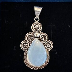 Sterling Silver Pendant, Owyhee Blue Opal Gemstone